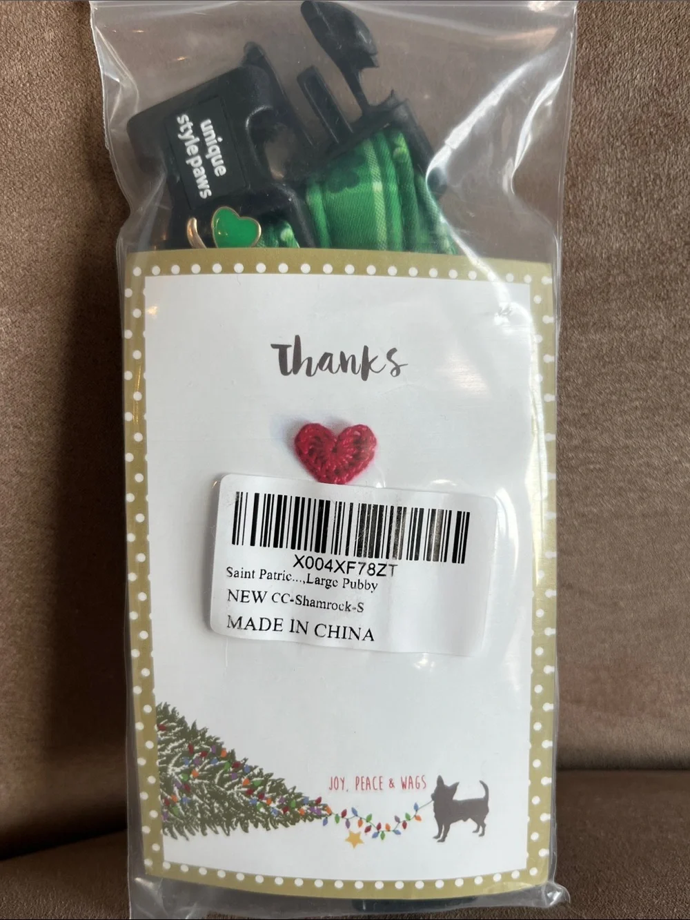 St Patrick Green Small Pet Collar
